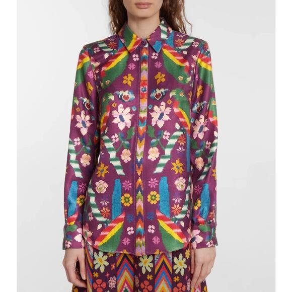 Gabriela Hearst Henri Paradiso Print Multicolor Long Sleeve Top Size 38 NWT - Picture 1 of 7